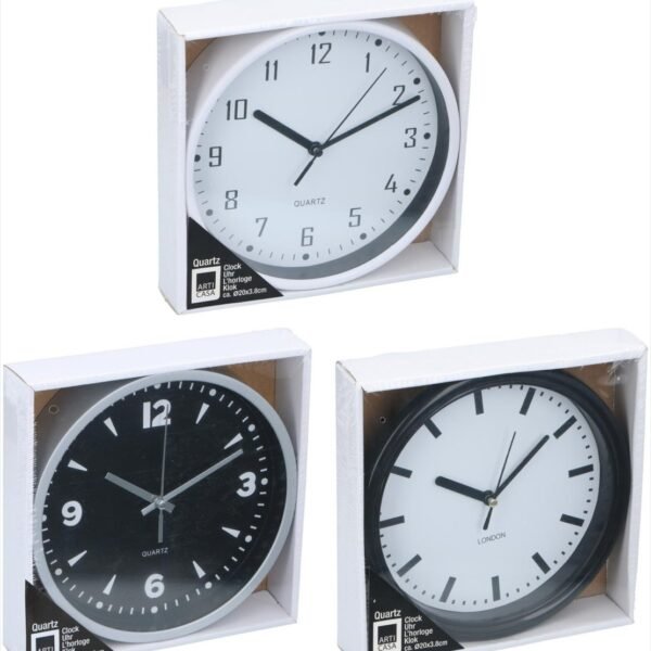 Wallclock Ø20xh3,8cm 3as