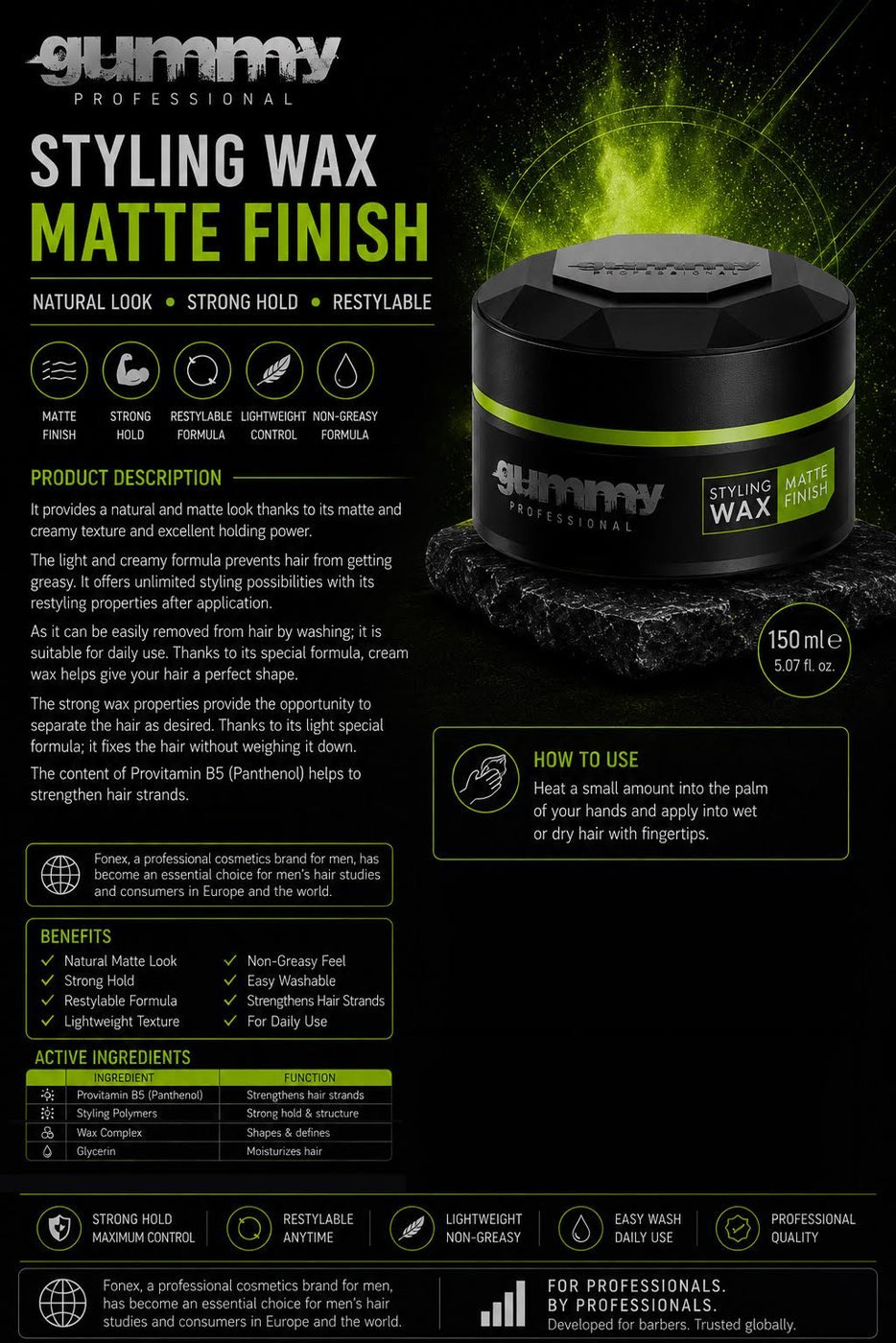 Gummy Styling Wax 150 ml Matte Finish