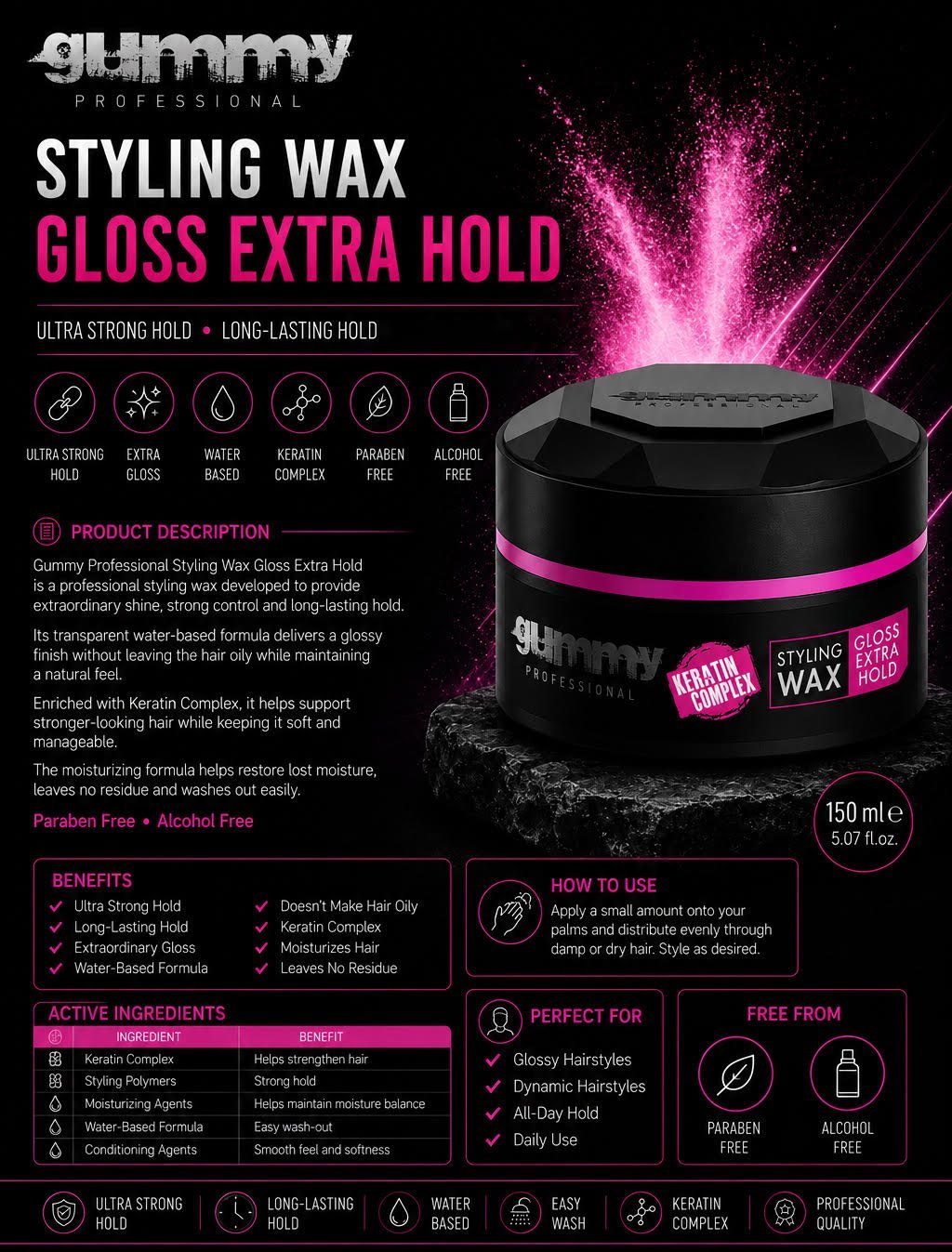 Gummy Styling Wax 150 ml Extra Gloss Hold