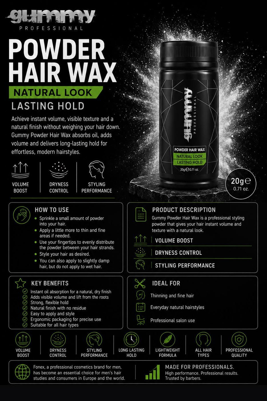 Gummy Powder Hair Wax Matte Effect 20GR